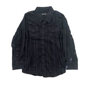 Indigo Star Kids Black Pearl Snap Western Rodeo Shirt Top Size 4